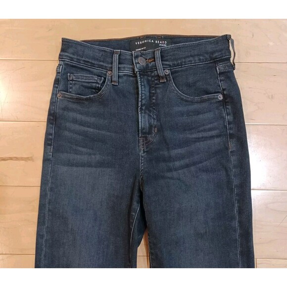 Veronica Beard Denim Carly Kick Flare High Rise Jeans In Dark Ink Blue Wash 25 - Picture 3 of 8